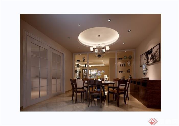 住宅详细的室内家装餐厅装饰设计3d模型及效果图
